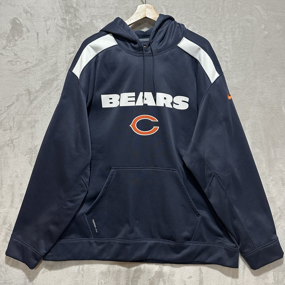 Nike On Field Dri Fit Men's 3XL Navy Chicago Bears Hoodie Long Sleeve Fleece